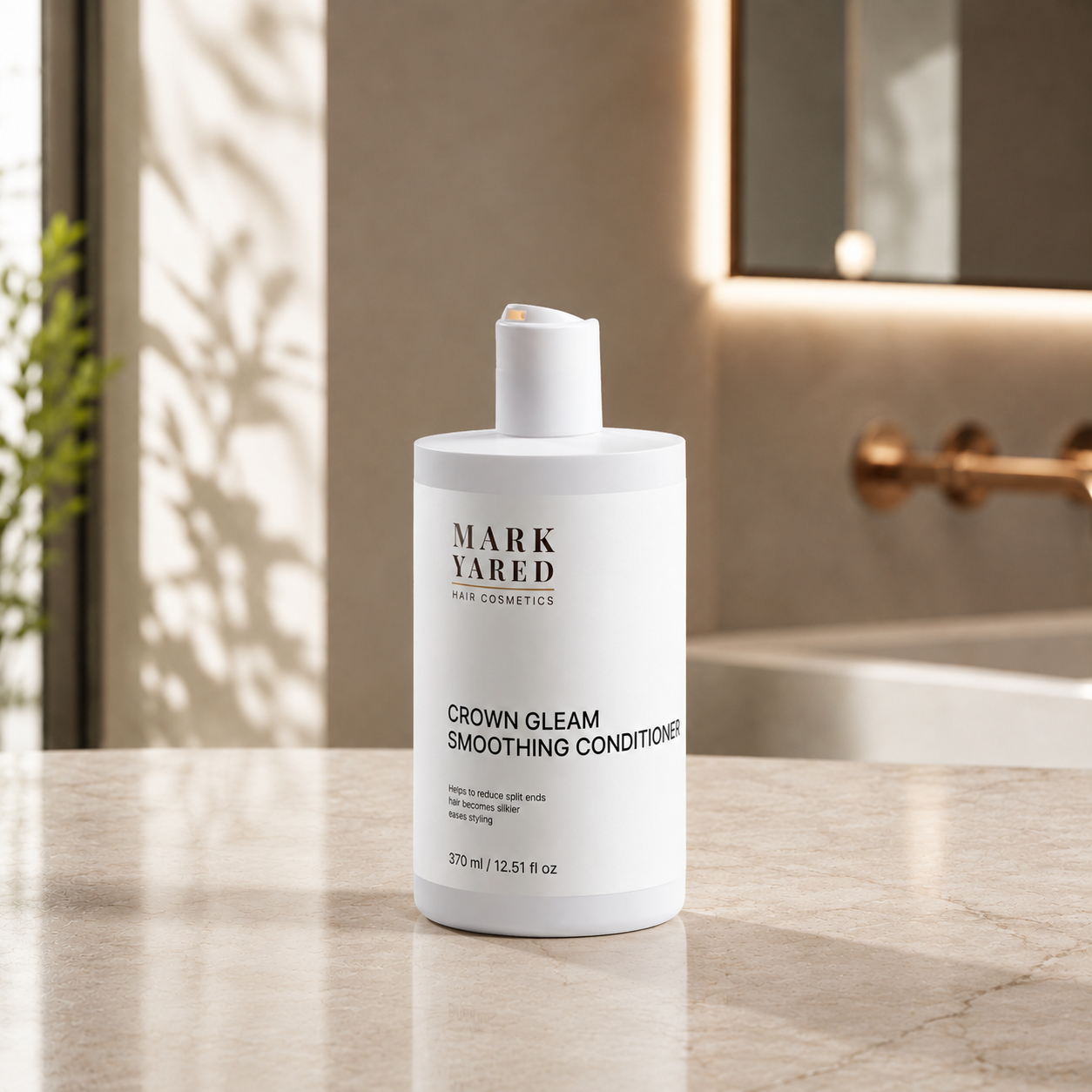 Crown Gleam Smoothing Conditioner in a luxury bathroom setting